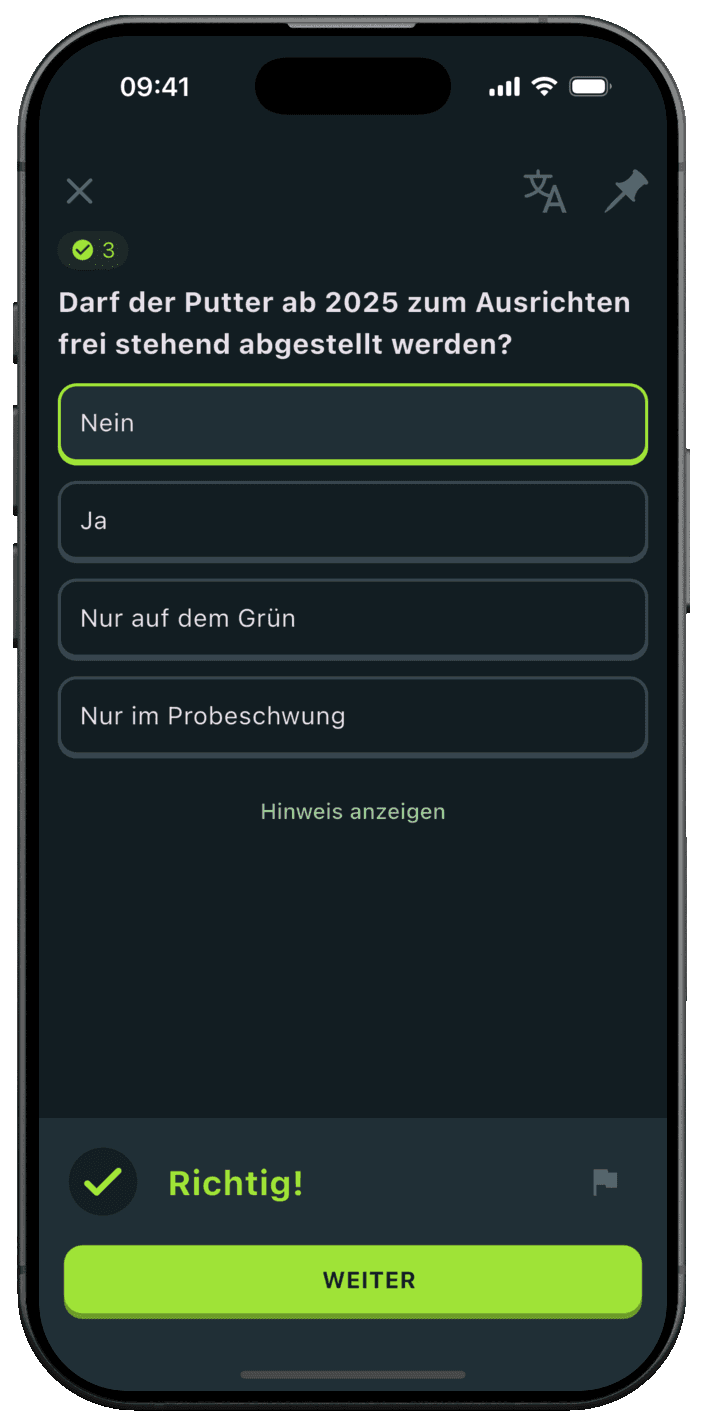 Platzreife Golf Online App – Prüfungsfragen lernen